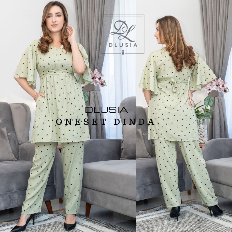 Daster Arab Setelan DLUSIA DINDA One Set Rayon lengan Lonceng Kekinian