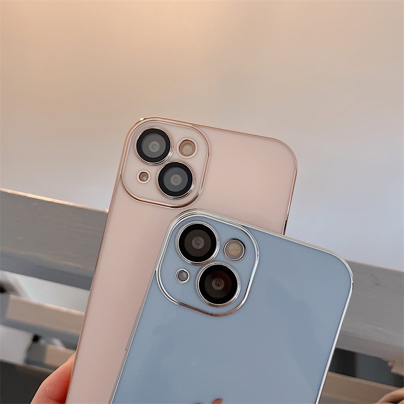 Soft Case Cover Lensa Matte Electroplated Untuk IPhone 7 / 8 / Plus / X / XR / XS / 11 / 12 / 13pro MAX