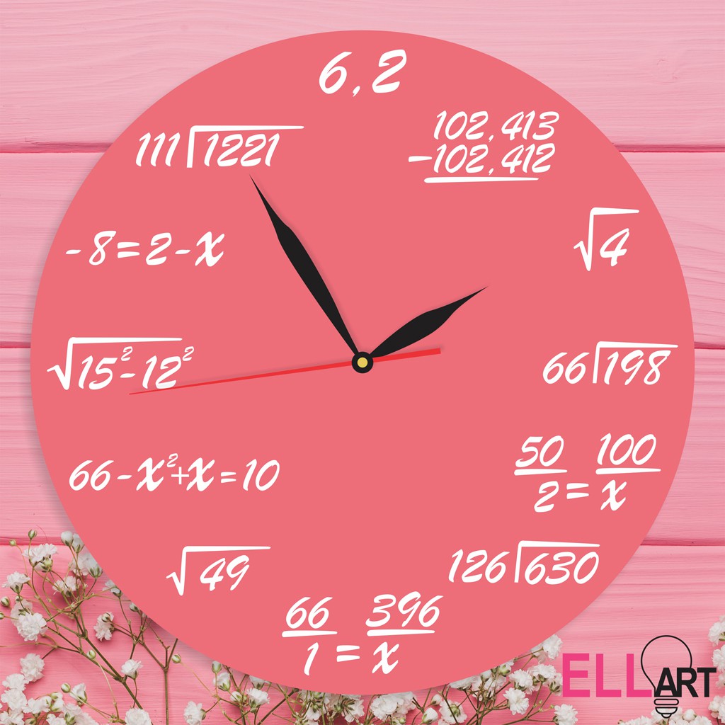 Jam Dinding Unik Rumus MTK Minimalis Pajangan Dekorasi Formula Math Vintage-PINK GERANIUM