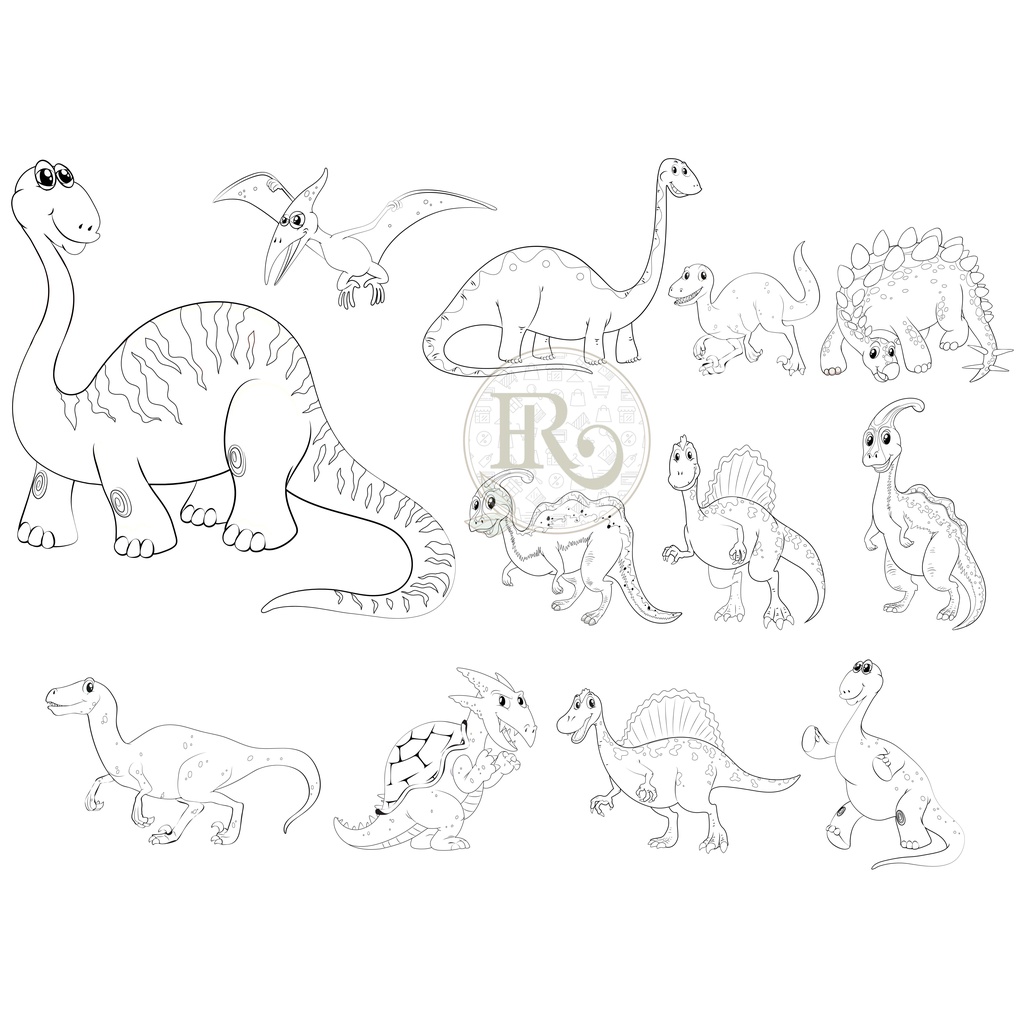 

Worksheet Lembar Mewarnai Anak (12 lembar) Tema Dinosaurus