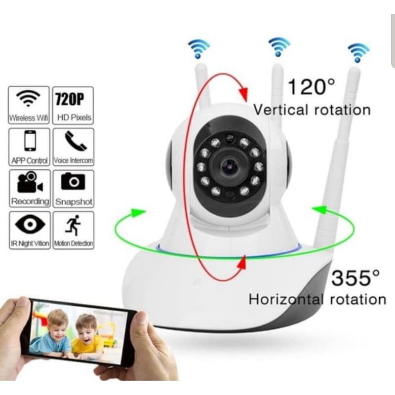 Kamera CCTV 3 Antena Infrared Wifi 1080P ip cam app V380 Kamera Cctv Wireless hidden security cam