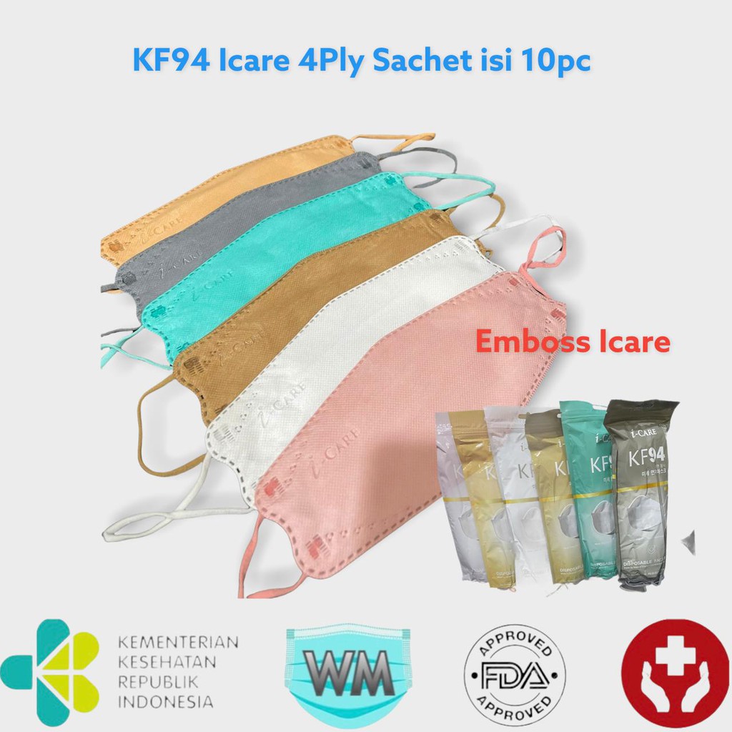Masker KF94 i-Care 4D Real 4ply Premium Quality Sachet isi 10pc