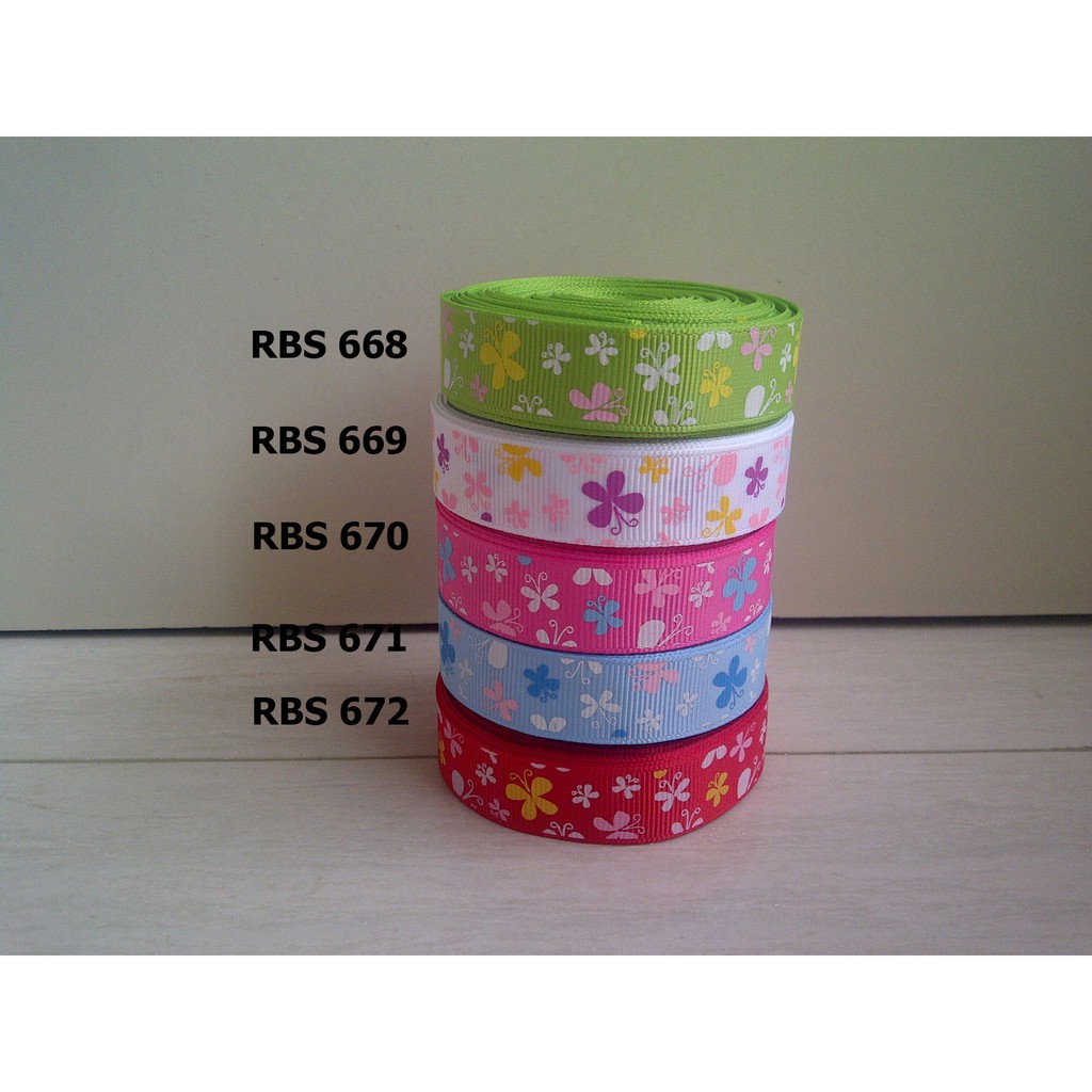 

[10 YARD] PITA GROSGRAIN MOTIF KUPU KUPU SALE RBS 668,669,670,671,672