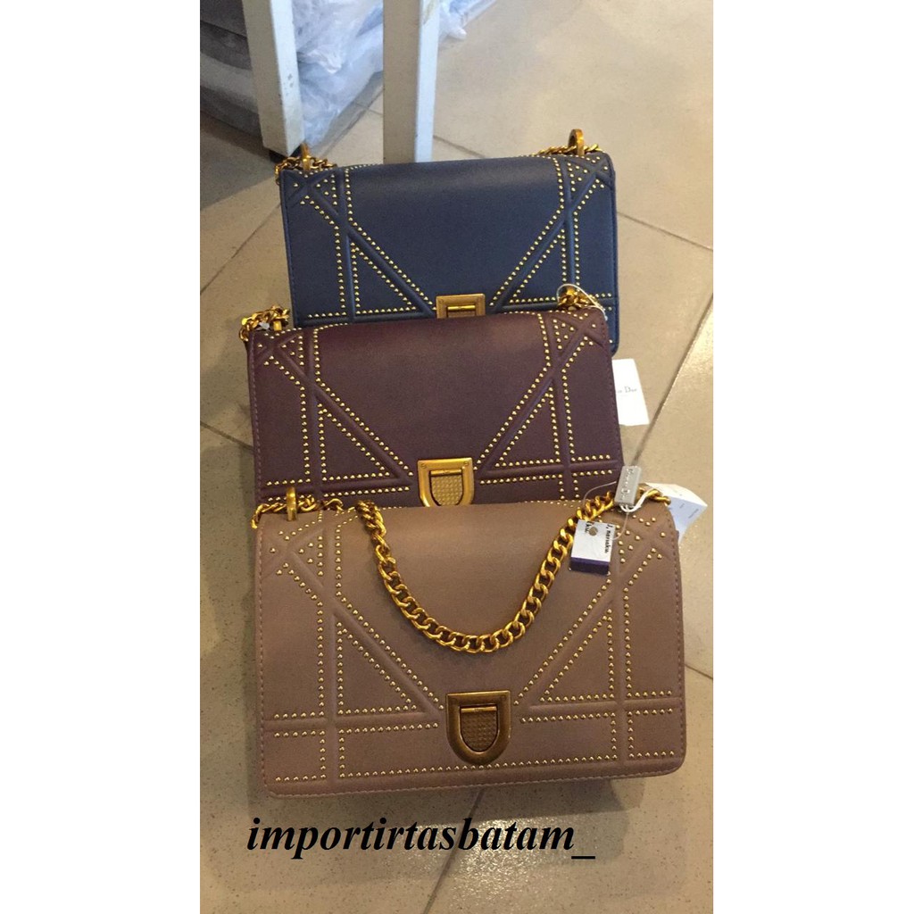 TAS SELEMPANG DIOR DIORAMA STUDDED  182 LAV TAS IMPORT TAS JALAN TAS WANITA TAS BRANDED TAS BATAM