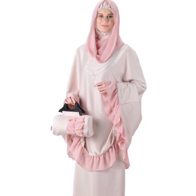 Mukena Tatuis Nova 013 Mario Cavalli Silk Beige Eksklusif Cantik Adem Nyaman dan Bagus
