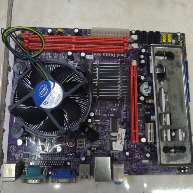 Paket mainboard lga 775 g31 DDR2 prosesor core 2 quad quad core Q8300 fan