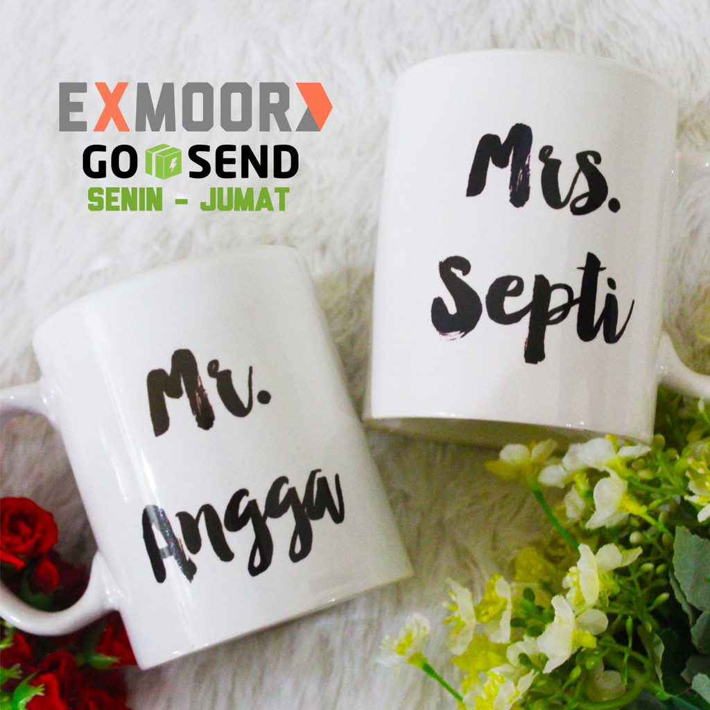 Kado Pernikahan Mug Mr&amp;Mrs Bride Groom