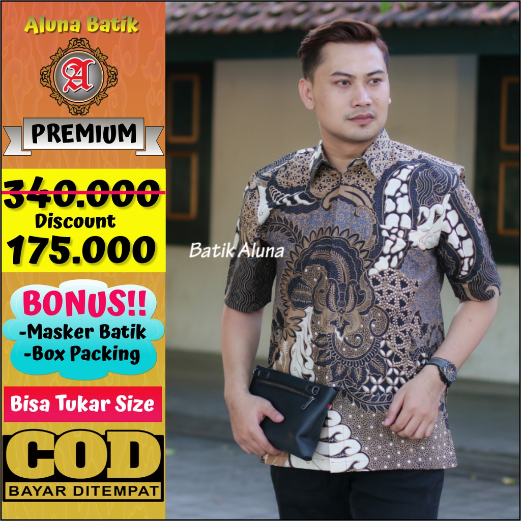 Batik Untuk Seragaman Kantor Pria Lengan Pendek Premium Furing Adhem PD 015