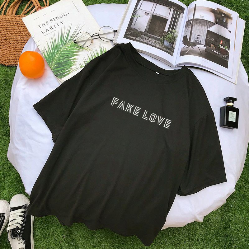 Baju Kaos BTS fake love lis putih