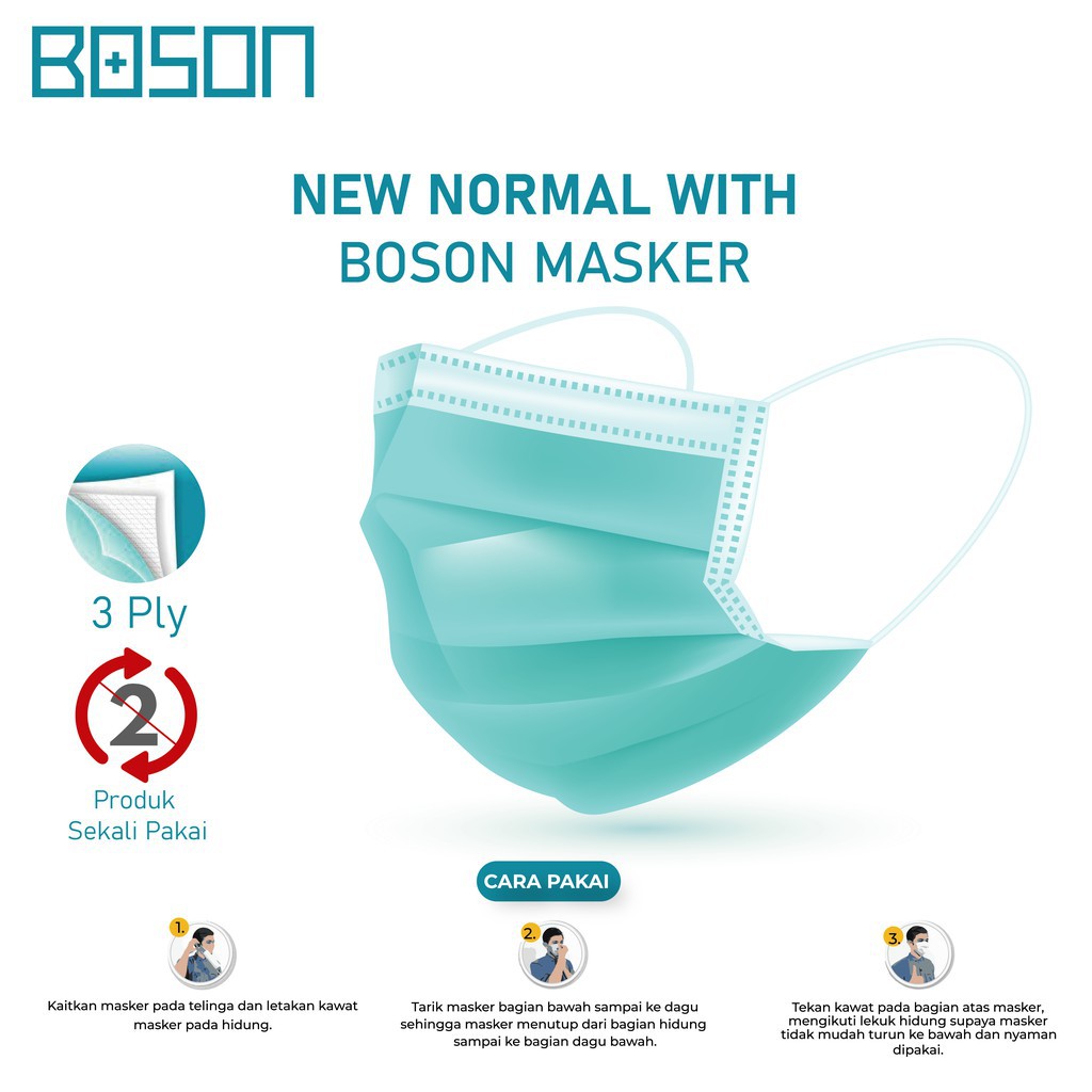 Special Buat Kamu Masker BOSON - Premium Surgical Masker Pakai Meltblown Filter PerPCS