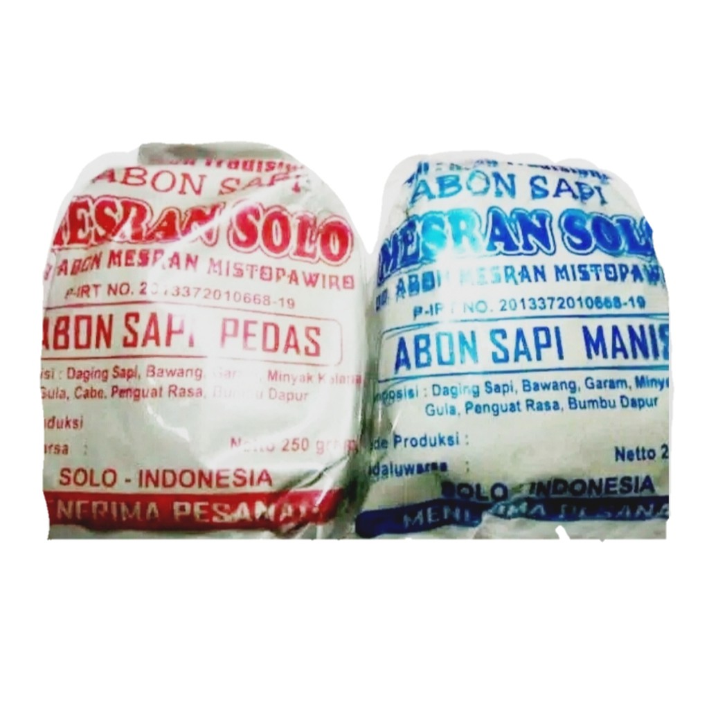 

Abon sapi mesran solo Abon sapi pak Mesran solo (pedas dan manis) 250gram