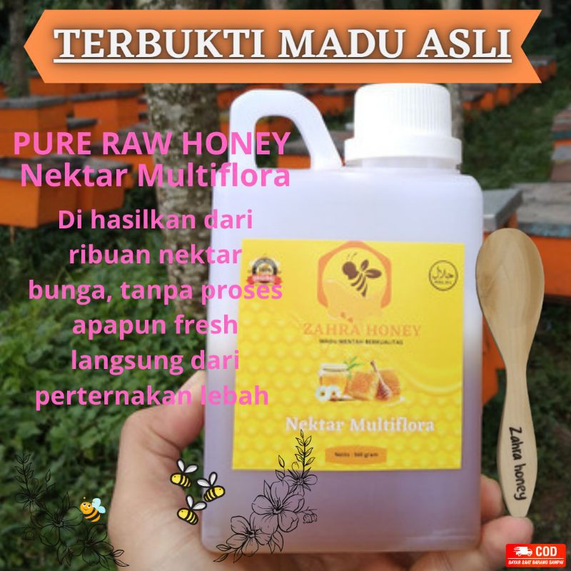 

Madu Asli Multiflora 500gram Zahra Honey ll Raw Honey Madu Asli Murni