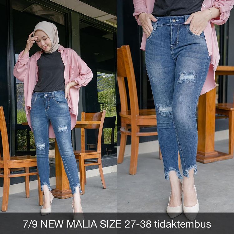 GS-Celana Jeans HW Grisella 7/9 Ripped -Softjeans streetch