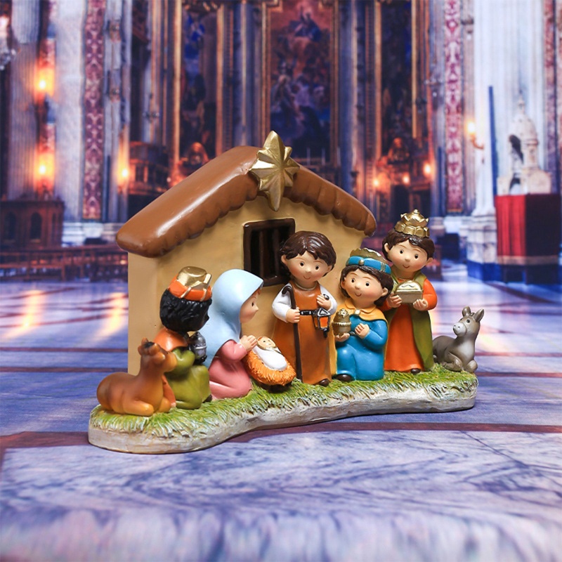 Ornamen Rumah Pondok Natal Dengan Lampu LED Untuk Meja Kantor