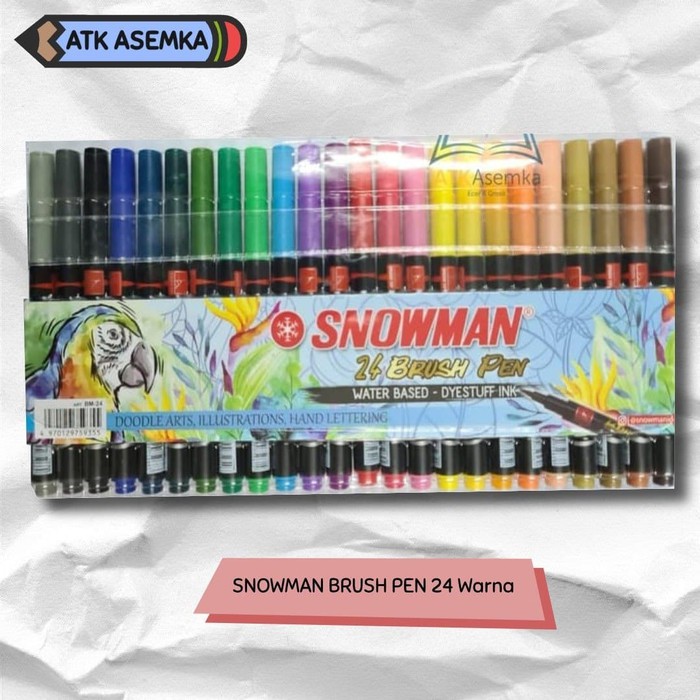 

SNOWMAN BRUSH PEN 24 / BRUSHPEN 24 COLOUR KALIGRAFI SPIDOL KUAS Atk