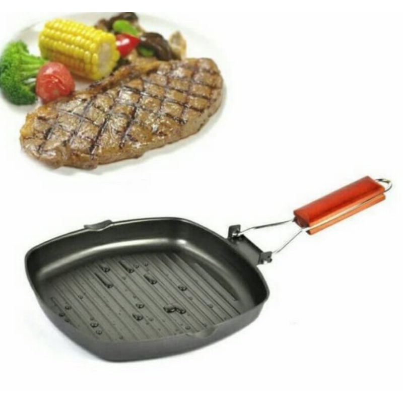 square grill pan 20cm / wajan panggangan lipat / teflon panggangan bbq 20cm