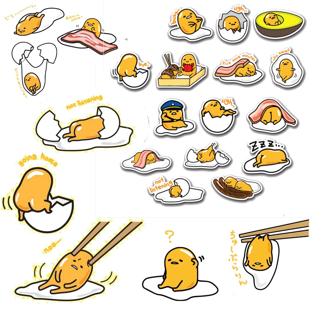 

Stiker Gudatama Sticker Pack 23 pcs Bisa Custom Kartun Telur Animasi Yolk Egg Mainan Anak sticky notes stickers note scrap art