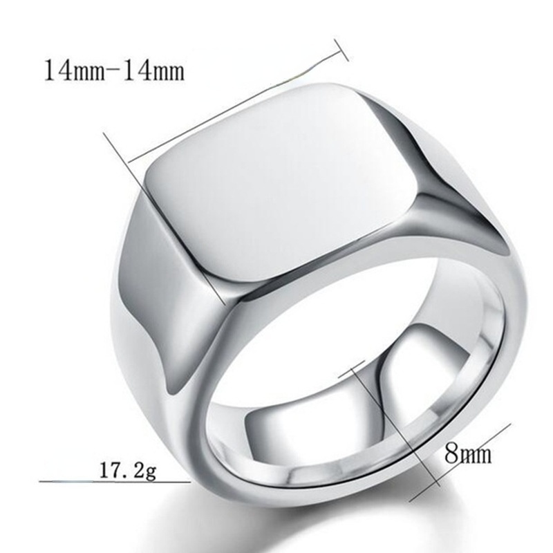 Cincin Bahan Stainless Steel Bentuk Persegi Warna Emas / Silver / Hitam Untuk Pria