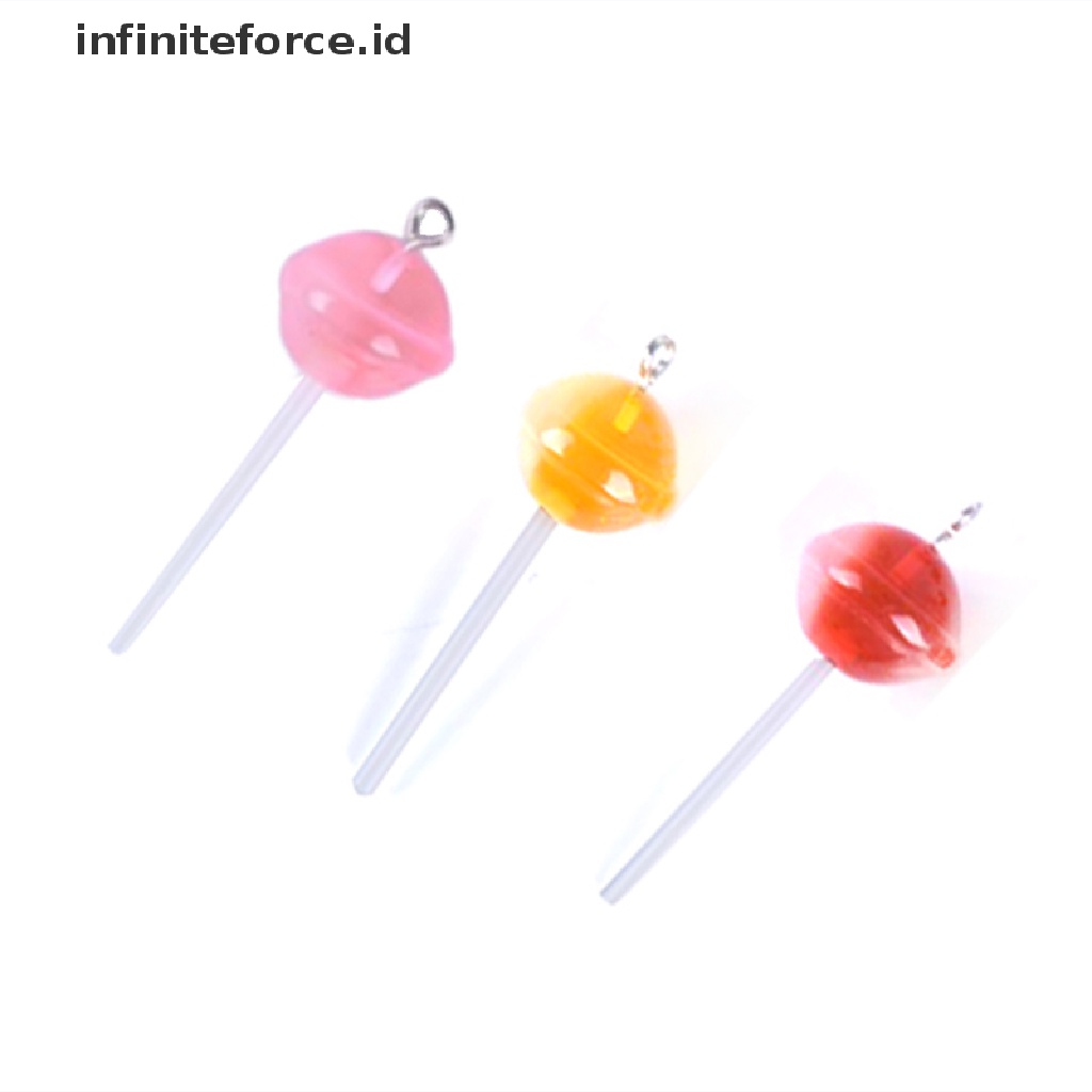 10pcs / Set Liontin Bentuk Lollipop Bahan Resin Transparan Untuk Membuat Perhiasan DIY