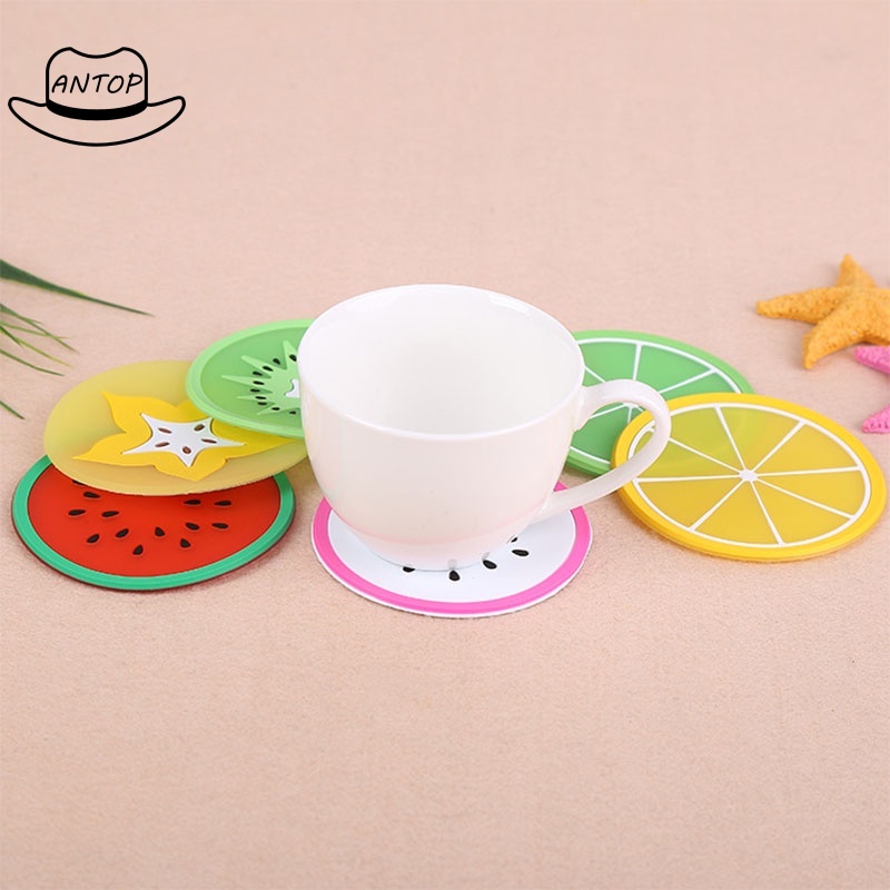 Fruit Shape Silica Gel Cup Glass Mat Tatakan Gelas Cangkir Motif Buah ANTOP