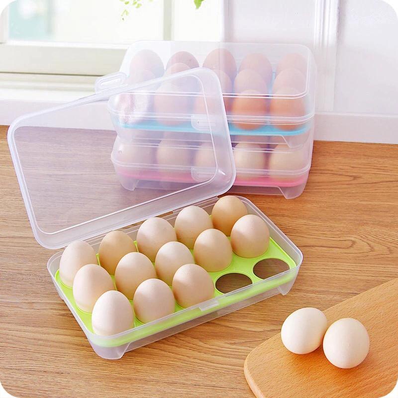 Tempat Box Telur 15 Lubang - Tempat Penyimpanan Telur isi 15 Sekat - Box Telur - Egg Box Storage Organizer