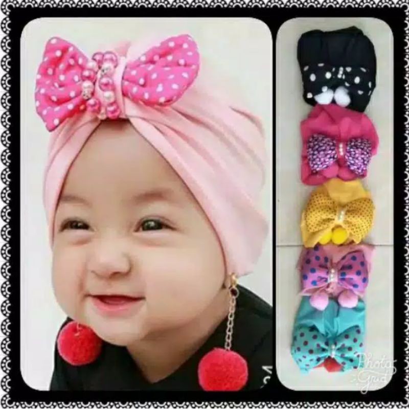 turban anak bayi polkadot