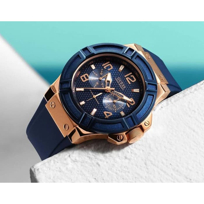Jam Tangan Pria Merk Guess Rubber Ori bm Type : 2473 Baterai