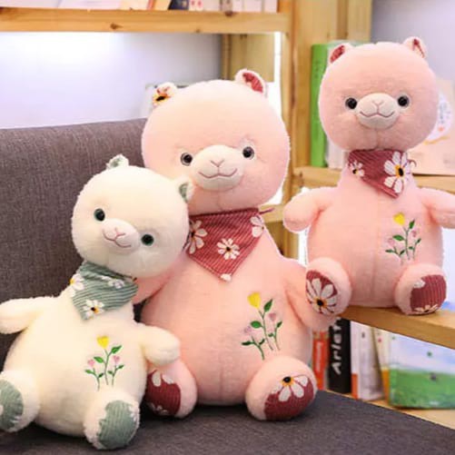 Boneka alpaca import pink bulu lembut fluffy jumbo 60cm cute