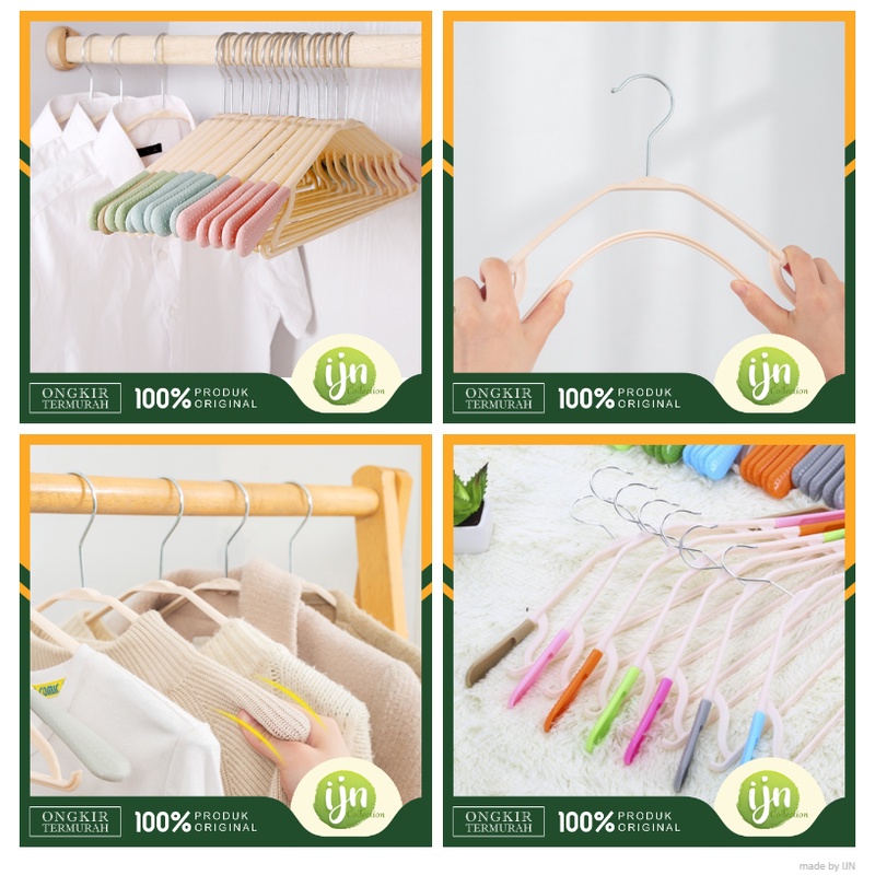 1 pcs Hanger Plastik Anti Slip Hanger Gantungan Baju Celana Syal Bahan Plastik Tebal