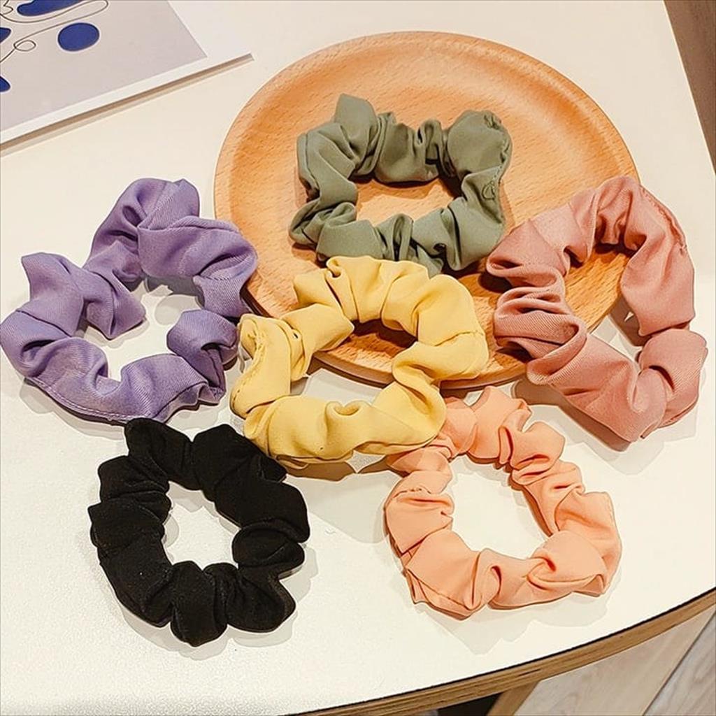 KARET SCRUNCHIE POLOS BESAR / KUNCIRAN RAMBUT / IKAT RAMBUT POLOS