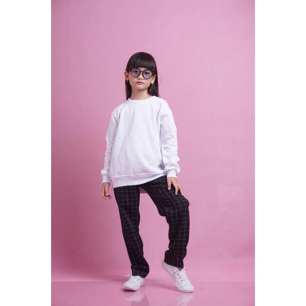 Sweater Anak Crewneck Basic Polos Warna Putih By Arhighres