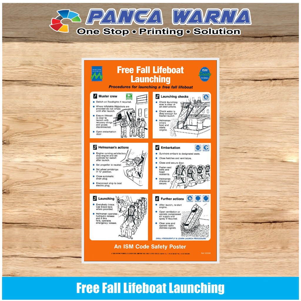 

Stiker Kapal Safety Sign Free Fall Lifeboat Launching ISM Perkapalan