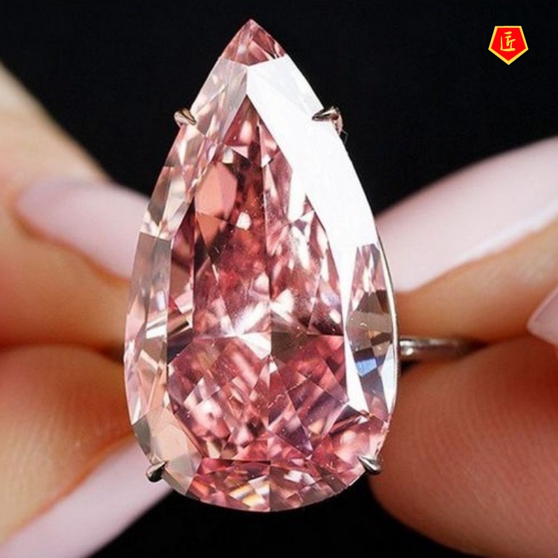 [Ready Stock]Pink Crystal Topaz Ring Noble and Elegant