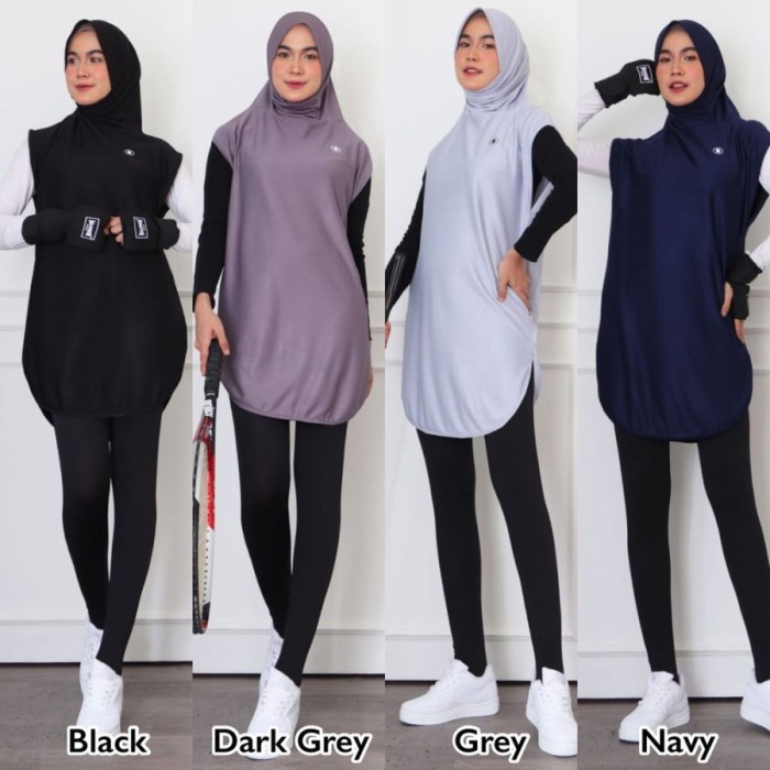 jaket wanita HITJAB-Long Vest Rompi Panjang Sport Olahraga Wanita Bersepeda 9-0260 - LONG VEST GREY 