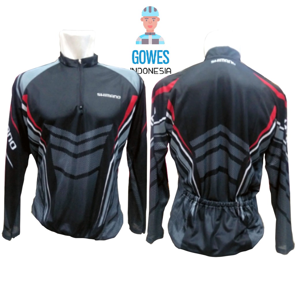 Jersey Sepeda Roadbike Shimano Hitam baju kaos Lengan Panjang XC MTB