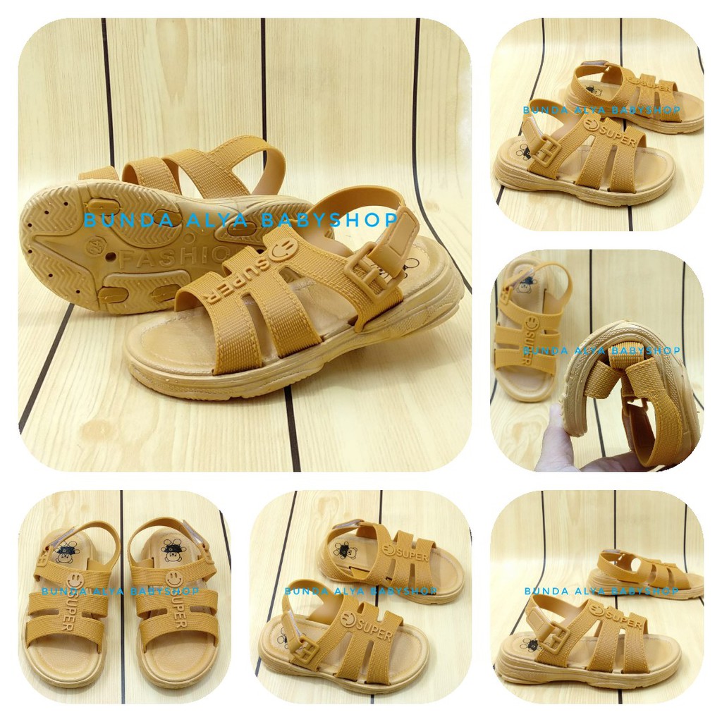 Sendal Anak Perempuan Tali Gladiator Umur 4 5 6 7 Tahun Elastis - Sandal Anak Cewek Casual COKLAT Size 24 -35 Alas Karet Anti Licin