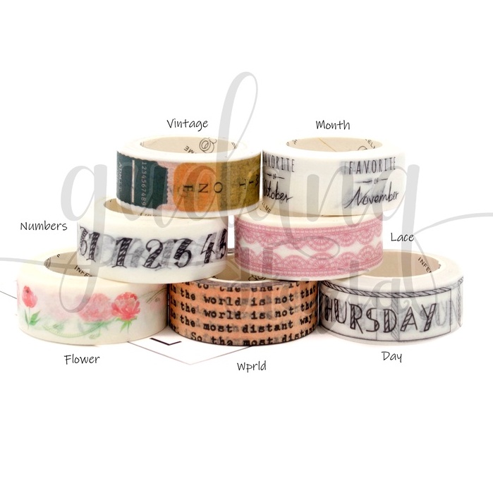 Masking Tape Simple Vintage Solasi Bermotif Bunga Nomer GH 314023