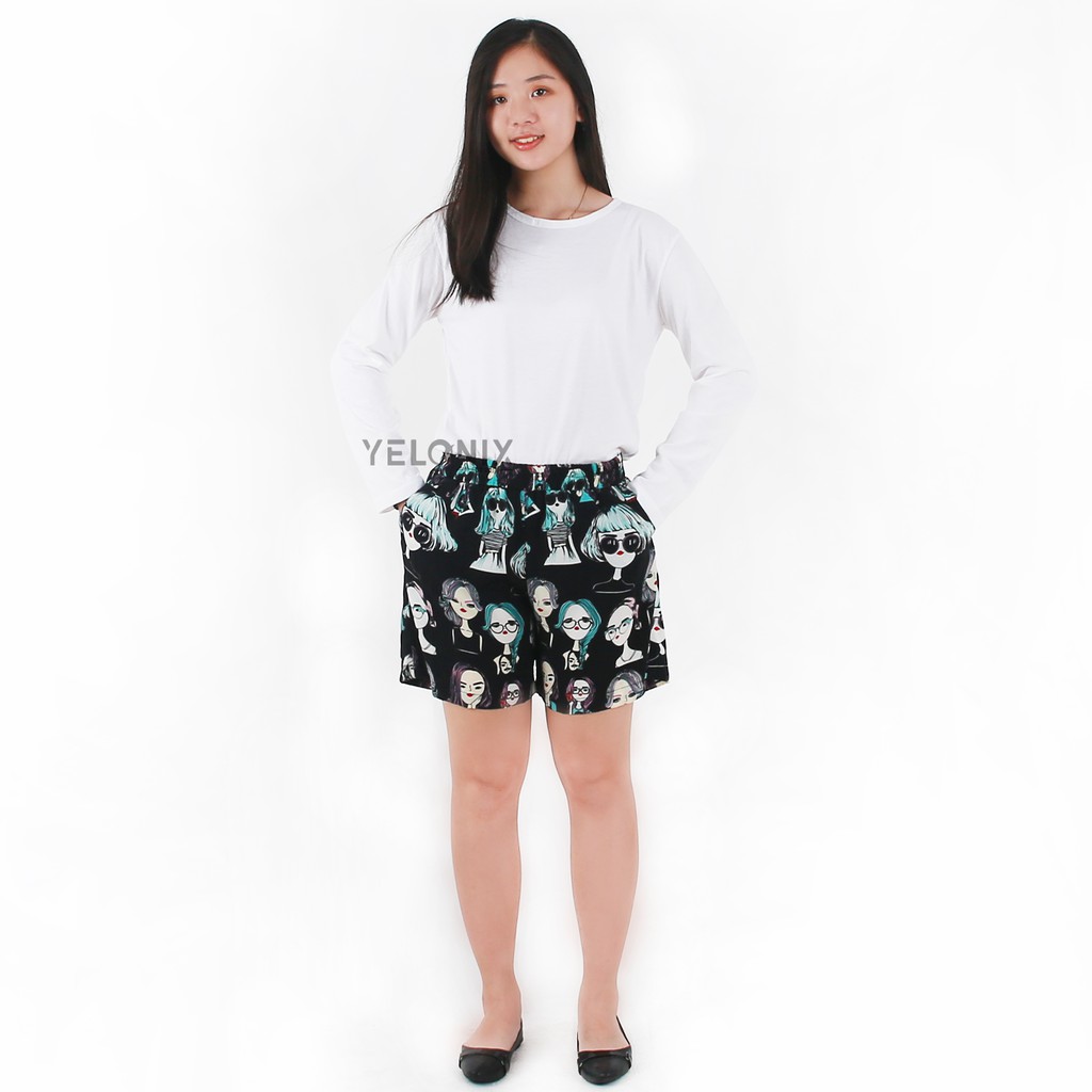 Celana Pendek / Celana Boxer Motif Korean Retro VINTAGE ORIGINAL printing ladies - YELONIX