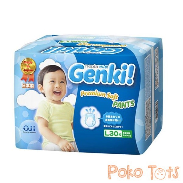 Nepia Genki L30 Premium Soft Diapers Pants Size L Isi 30