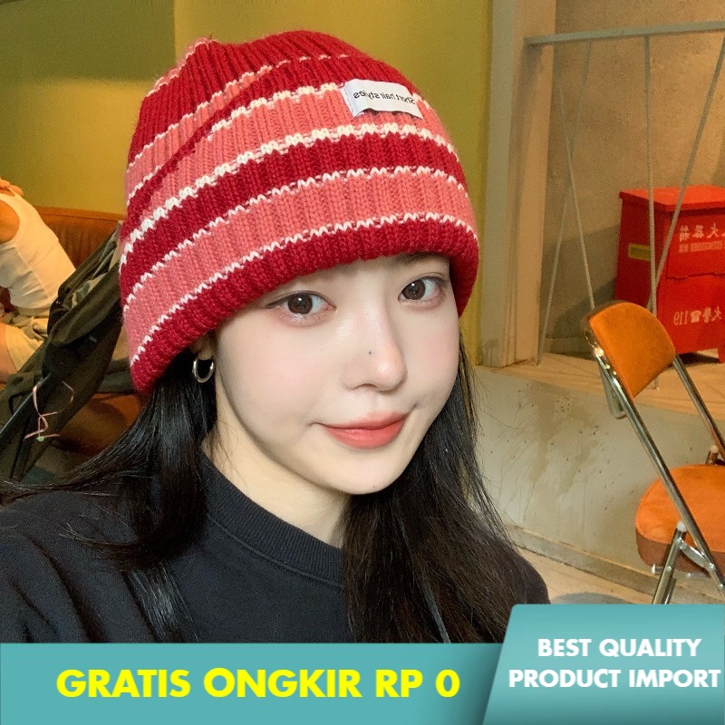 Topi Rajut Wanita Wol Topi Pria  Wanita     Bergaris Rajutan Topi In Ear Protection Beanie Hat lenga