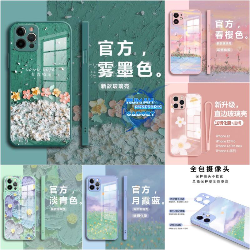 Softcase Glass Sakura city model my choice pelindung kamera Oppo A54 A16 Realme C25 C12 Redmi 9C note 10 4G 10S flower glossy