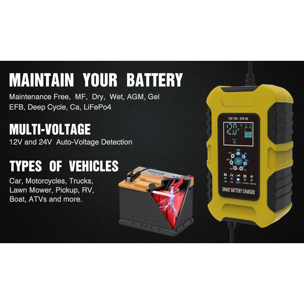 FOXSUR Charger Cas Aki Mobil Motor Kapal 12/24V 10A 6-180 Ah - FBC122410D