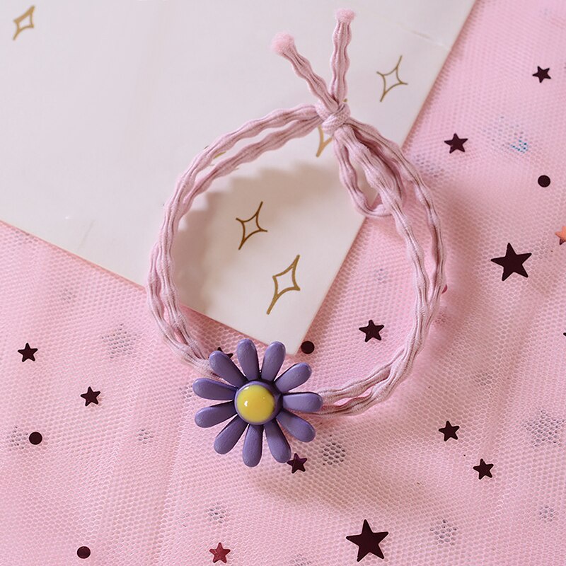 OVERFLOWS.ID Tali Rambut Bunga Ala Korea Kuncir Ikat Rambut Daisy Import-Tali CURLY Ungu