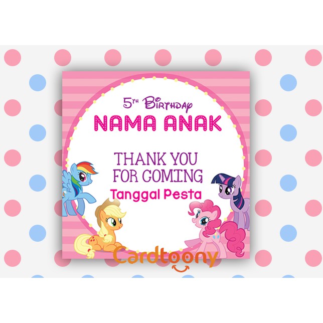 Souvenir Kartu Ucapan Terima Kasih Hasbro My Little Pony Ulang Tahun Shopee Indonesia