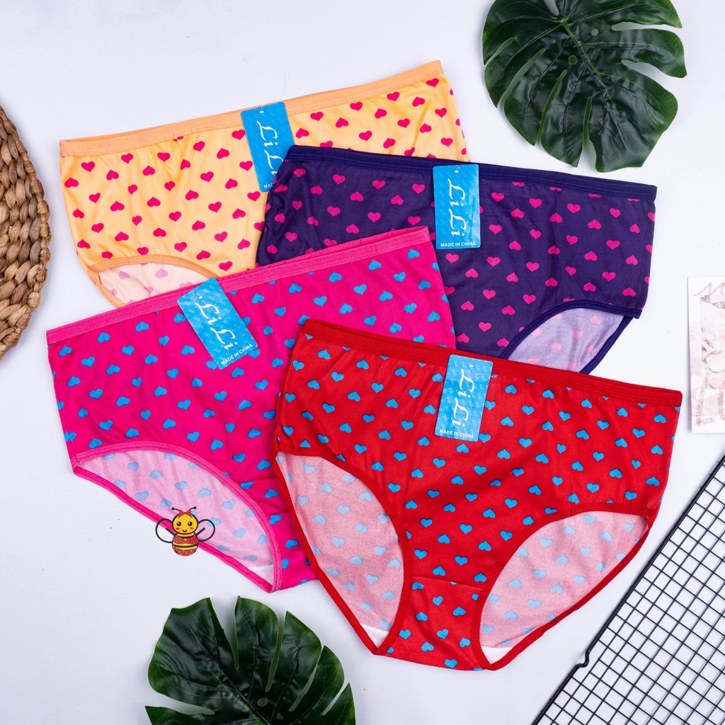 6PCS Cd Wanita Jumbo / Cd Wanita Size XXXL, Corak Merk LILI