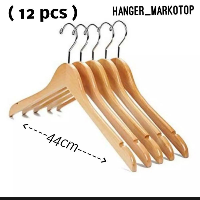 Hanger kayu dewasa (wood)warna natural/ 1 lusin ( isi 12pcs)