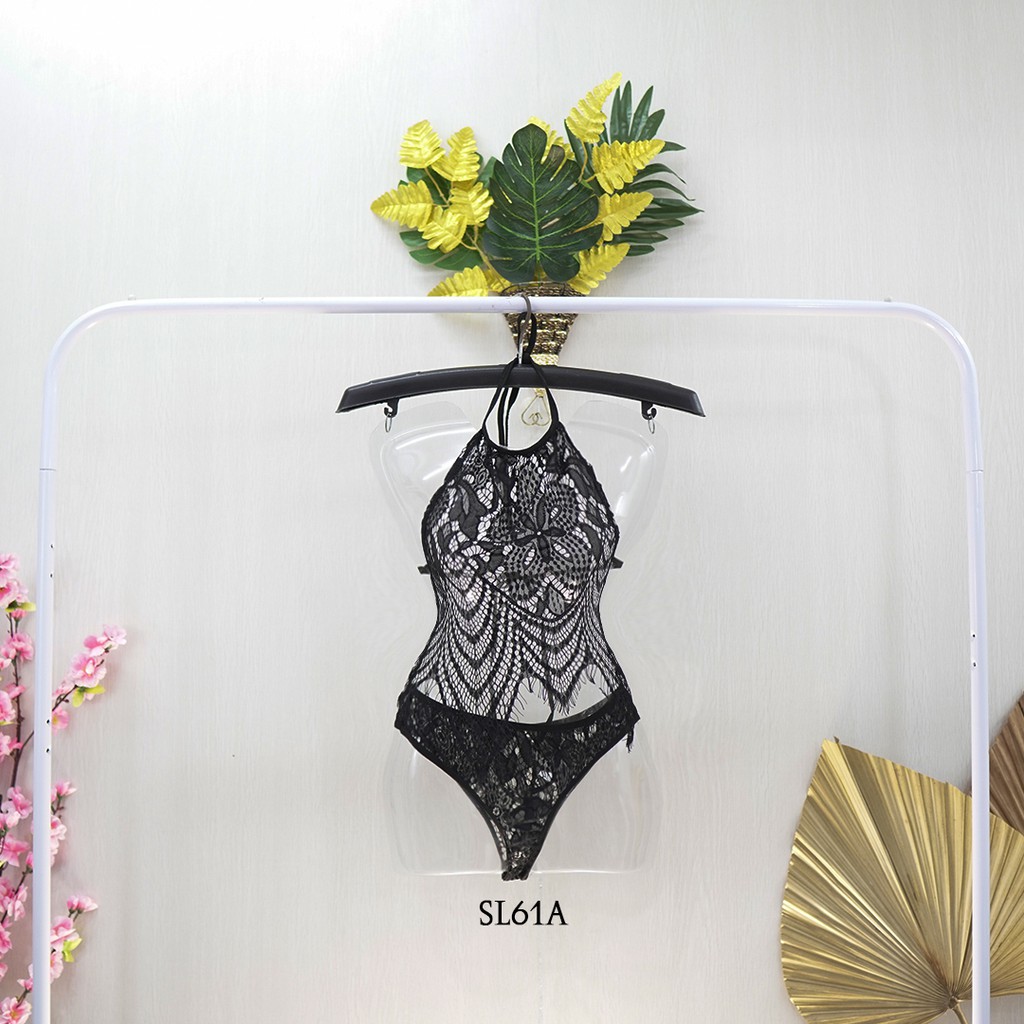 [BISA COD] LINGERIE SEXY BAJU TIDUR WANITA DEWASA HOMEDRESS LACE HITAM SL61A