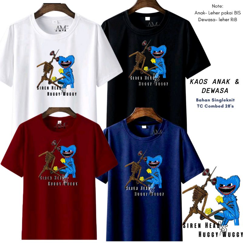 KAOS ANAK COWOK 3-12 Tahun - Remaja - Dewasa - JUMBO SIREN HEAD HUGY WUGY 12warna