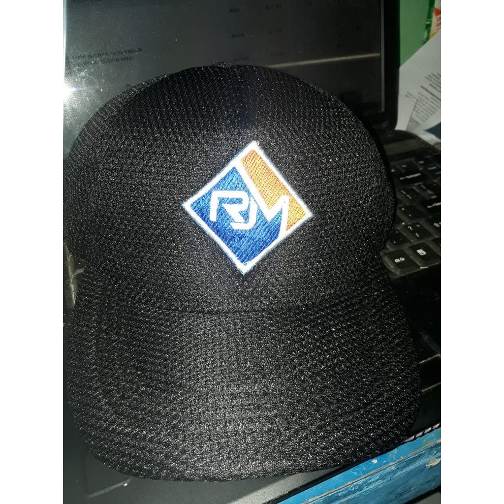 topi full jaring bordir nama  angka logo dll