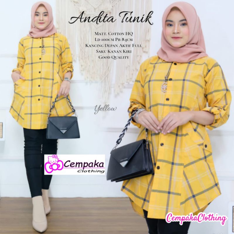 Kamila Tunik Kotak/Tunik katun/Tunik jumbo/Tunik premium